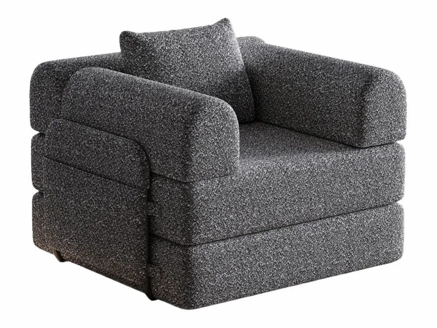 Sofá convertible con reposabrazos acolchados y bolsillos laterales, estructura de metal - Chenilla^OKWISH Sale
