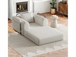 OKWISH Sillón Cama|Sofá convertible con reposabrazos acolchados y bolsillos laterales, estructura de metal - Chenilla