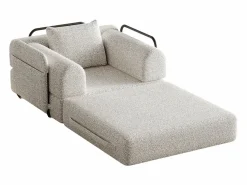OKWISH Sillón Cama|Sofá convertible con reposabrazos acolchados y bolsillos laterales, estructura de metal - Chenilla