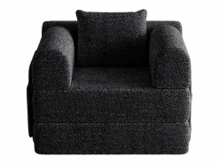 OKWISH Sillón Cama|Sofá convertible con reposabrazos acolchados y bolsillos laterales, estructura de metal - Chenilla negra