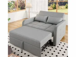 Hauss Spole Sofá - 2 Plazas|Sofá De Tela|Sofá convertible de 2 plazas con respaldo regulable y 2 cojines - Tejido de lino