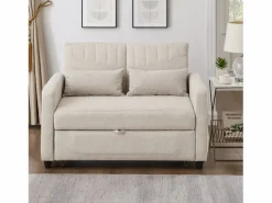 ModernLuxe Sofá - 2 Plazas|Sofá Cama|Sofá convertible doble 114 x 77 x 82.5 cm - respaldo ajustable en tres niveles - tejido de algodón y lino -