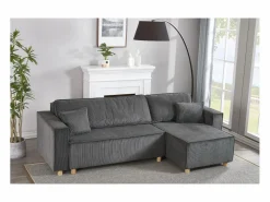 Concept-Usine Sofá convertible esquinero 4 plazas de pana COSY Gris Outlet