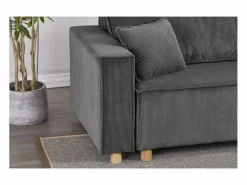 Concept-Usine Sofá convertible esquinero 4 plazas de pana COSY Gris Outlet