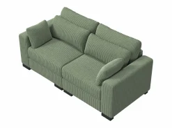 Sofá Escandinavo|Sofá Vintage|Sofá convertible express de 2 plazas en tela - con taburete con almacenaje - sofá esquinero de pana con otomana - moderno y cómodo
