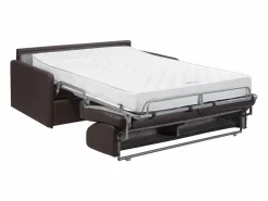 Vente-unique Sofá convertible exprés polipiel asiento viscoelástico 140 cm colchón 22 cm CALIFE Topo Outlet