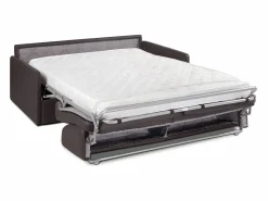 Sofá convertible exprés polipiel marrón asiento viscoelástico 160 cm colchón 14 cm CALIFE^Vente-unique Sale