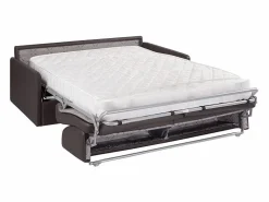 Vente-unique Sofás De Piel Sintética|Sofá convertible exprés polipiel asiento viscoelástico 160 cm colchón 18 cm CALIFE