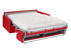 Vente-unique Sofá convertible exprés polipiel asiento viscoelástico 160 cm colchón 18 cm CALIFE Rojo Best