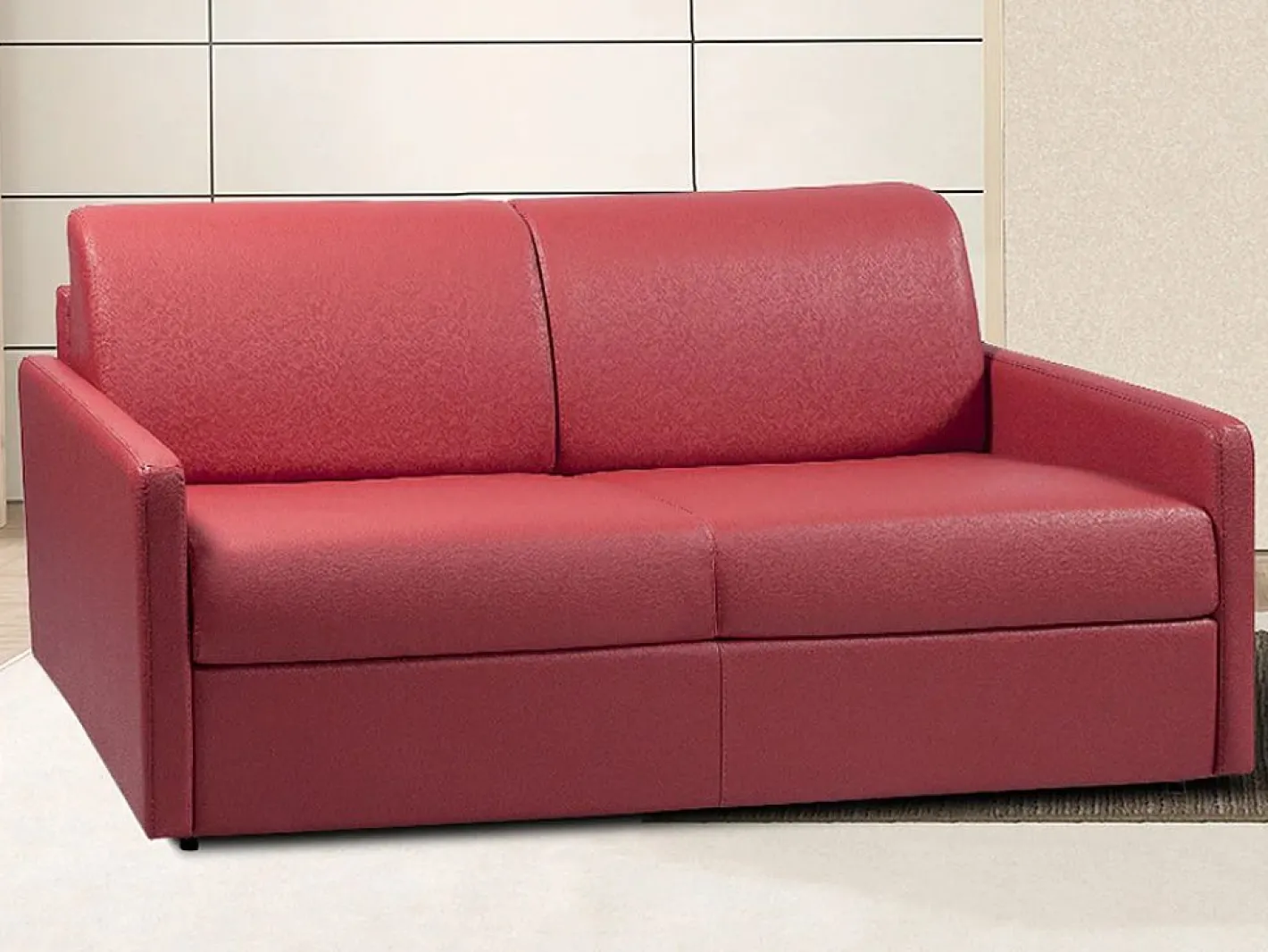 Vente-unique Sofás De Piel Sintética|Sofá convertible exprés polipiel asiento viscoelástico 140 cm colchón 18 cm CALIFE