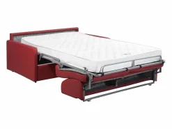 Vente-unique Sofás De Piel Sintética|Sofá convertible exprés polipiel asiento viscoelástico 140 cm colchón 22 cm CALIFE