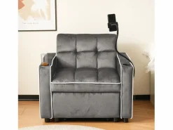 OKWISH Sofá Cama|Sofá convertible individual de terciopelo oscuro con soporte para teléfono y portavasos, ideal para salón y dormitorio