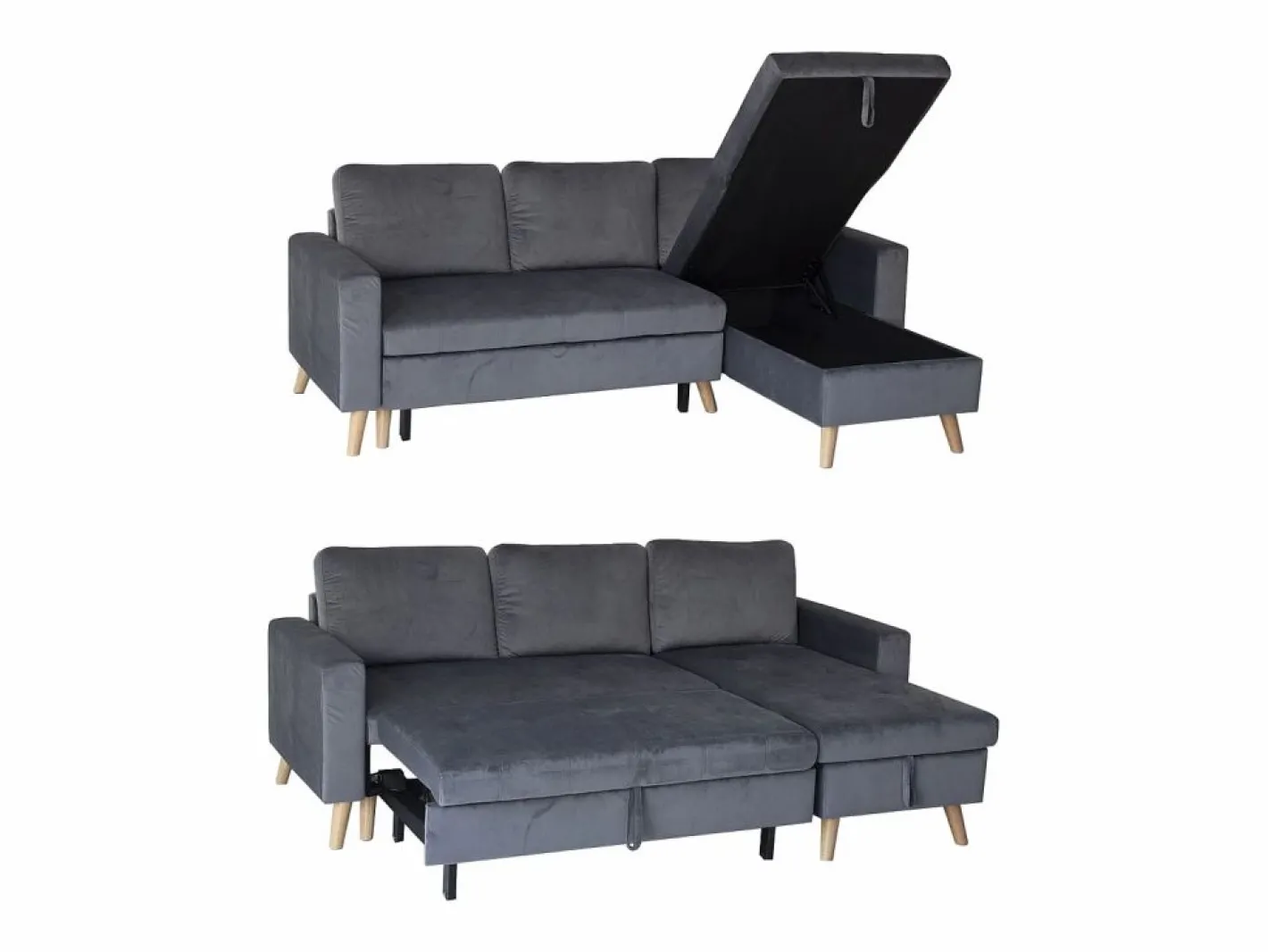 Sofá convertible JAMES 3 plazas en terciopelo^Happy Garden Sale