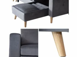 Sofá convertible JAMES 3 plazas en terciopelo^Happy Garden Sale