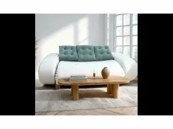 Sofá convertible Okoa 2 plazas - blanco y salvia Blanco roto Clearance
