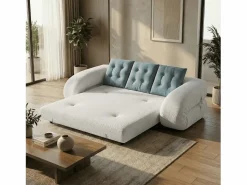Sofá convertible Okoa 2 plazas - blanco y salvia Blanco roto Clearance