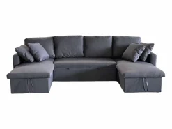 Sofá convertible panorámico 4 plazas con box en tejido MAHÉ - oscuro^Concept-Usine New