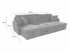 Sofá convertible panorámico 4 plazas con box en tejido MAHÉ - oscuro^Concept-Usine New
