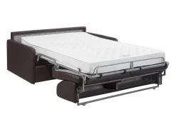 Sofá convertible polipiel asiento viscoelástico 140 cm lamas anchas 18 cm CALIFE^Vente-unique Online