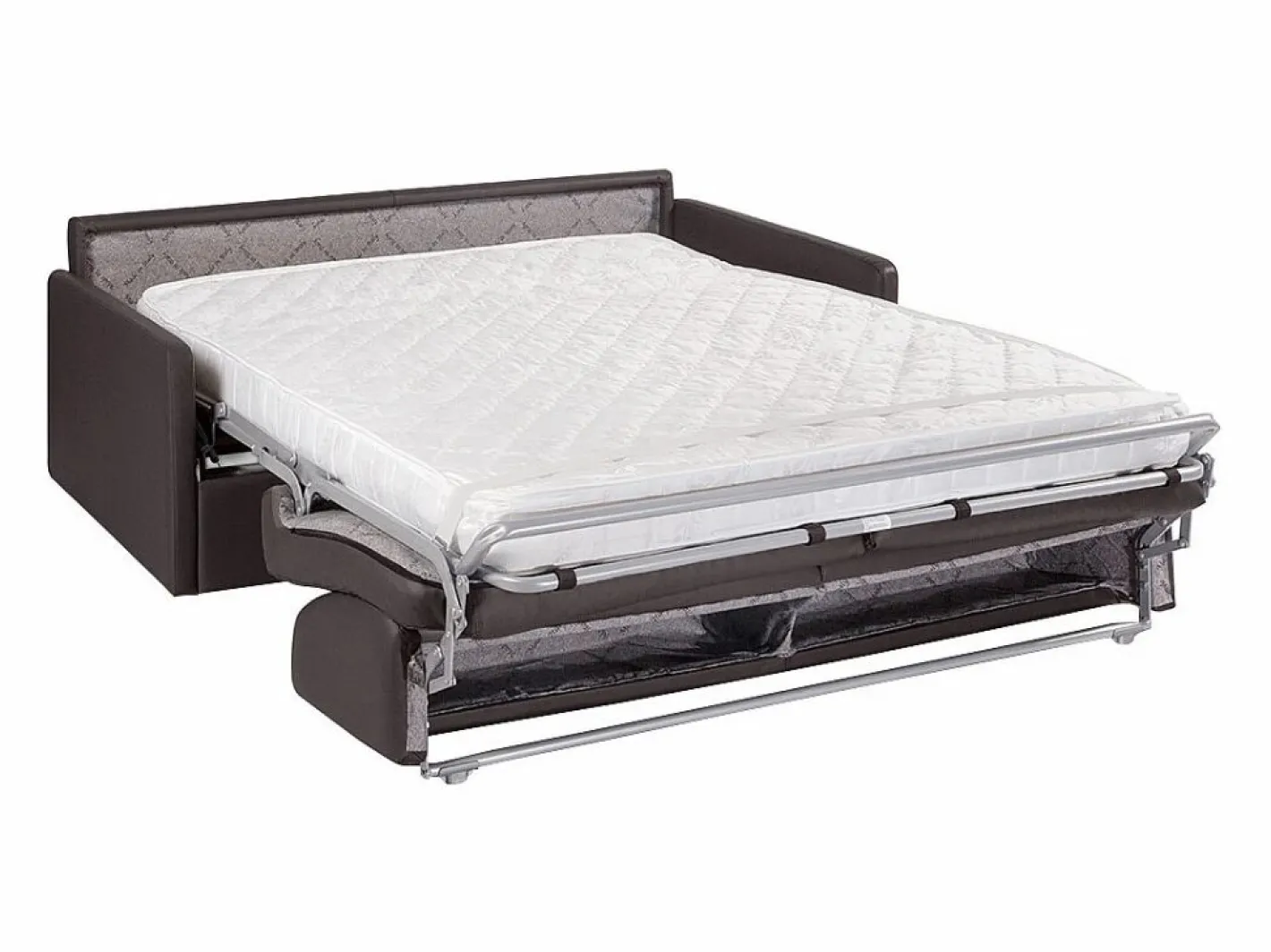 Vente-unique Sofá convertible polipiel asiento viscoelástico 160 cm lamas anchas 14 cm CALIFE Topo