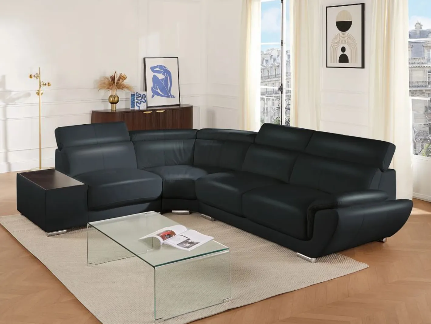 LINEA SOFA Todos Los Sofás|Sofá De Piel|Sofá Cuero vacuno color ángulo izquierdo NAHIA