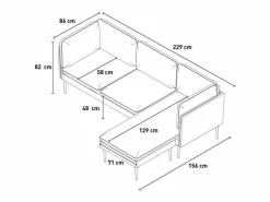 Modus Sofa Sofá Modular|Sofá de 3 palzas esquinero modular de terciopelo con patas negras Sortes