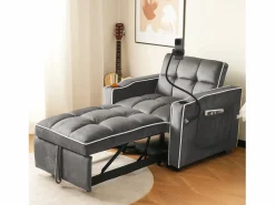 Sillón Cama|Sofá de 1 plaza - Sillón con portavasos y soporte para teléfono - terciopelo oscuro