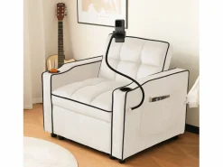 Sofá de 1 plaza - Sillón con portavasos y soporte para teléfono - terciopelo^ Discount