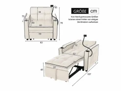 Sofá de 1 plaza - Sillón con portavasos y soporte para teléfono - terciopelo^ Discount