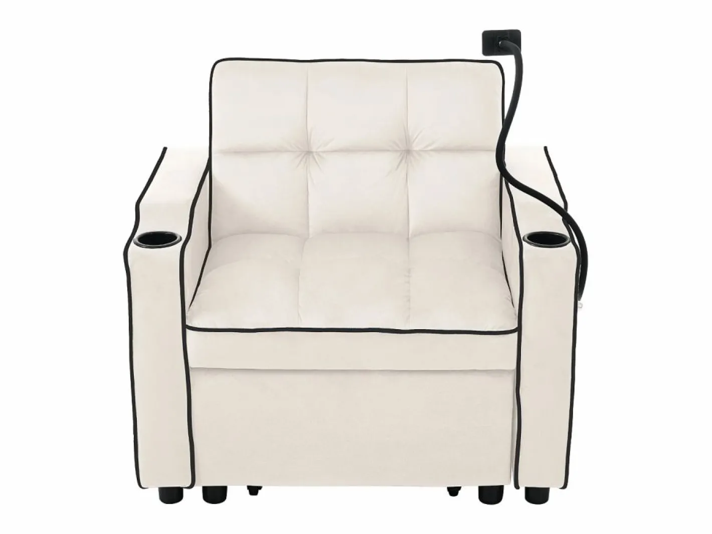 Sofá de 1 plaza - Sillón con portavasos y soporte para teléfono - terciopelo^ Discount