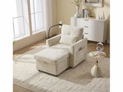Sofá de 1 plaza con 2 bolsillos laterales - Sofá de salón con soporte para teléfono y espacio de almacenamiento oculto - chenilla^ New