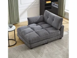 Sofá de 1 plaza con reposabrazos - Sofá relax con 2 portavasos y bolsillos laterales - pana Gris Online
