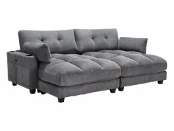 Sofá de 1 plaza con reposabrazos - Sofá relax con 2 portavasos y bolsillos laterales - pana Gris Online
