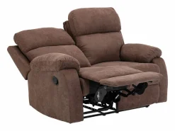 Vente-unique Conjunto Sofá Y Sillón|Sofá de 3 plazas, 2 plazas + sillón tela marrón TOLZANO