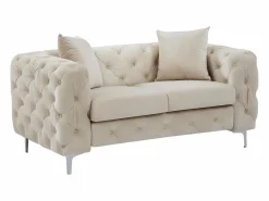 Vente-unique Conjunto Sofá Y Sillón|Sofá de 3 plazas, 2 plazas y sillón chéster de terciopelo EDWINA