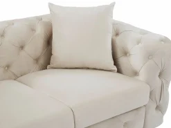 Vente-unique Conjunto Sofá Y Sillón|Sofá de 3 plazas, 2 plazas y sillón chéster de terciopelo EDWINA