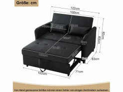 Sofá de 2 plazas - Sofá con respaldo regulable en tres posiciones y función dormitorio - PU^ Best