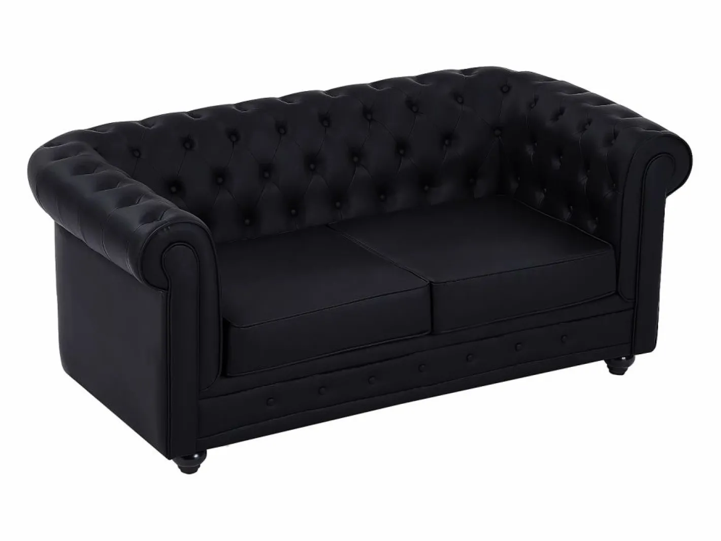 Vente-unique Sofá de 2 plazas capitoné de piel sintética CHESTERFIELD Negro Best
