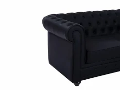 Vente-unique Sofá de 2 plazas capitoné de piel sintética CHESTERFIELD Negro Best