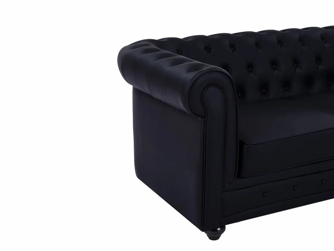 Vente-unique Sofá de 2 plazas capitoné de piel sintética CHESTERFIELD Negro Best