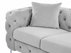 Sofá de 3 plazas Chesterfield de terciopelo antracita con patas de metal EDWINA^Vente-unique Outlet