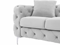 Sofá de 3 plazas Chesterfield de terciopelo antracita con patas de metal EDWINA^Vente-unique Outlet