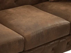 Vente-unique Sofá de 3 plazas chesterfield de microfibra con acabado de piel envejecida capitoné EDWINA Marru00f3n Outlet