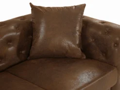 Vente-unique Sofá Vintage|Sofás Chesterfield|Sofá de 2 plazas chéster de microfibra con aspecto de cuero envejecido marrón EDWINA