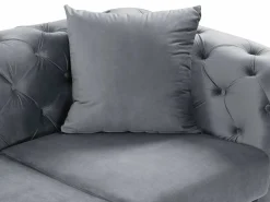 Vente-unique Sofá de 2 plazas chéster de terciopelo y patas de metal EDWINA Gris antracita Best