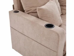 Sofá Relax|Sofá de 2 plazas con 4 cojines - Sofá relax con portavasos y bolsillos laterales - chenilla