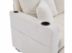 Sofá de 2 plazas con 4 cojines - Sofá relax con portavasos y bolsillos laterales - chenilla Beige Sale