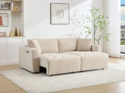 Vente-unique Sofá Relax|Sofá de 3 plazas con asiento deslizante eléctrico en tejido DIMARIAS