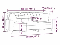 Clicnbuy Sofás De Piel Sintética|Sofá de 3 plazas con cojines cuero sintético 180 cm