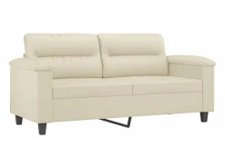 Clicnbuy Sofá de 2 plazas con cojines cuero sintético color 140 cm Crema Clearance
